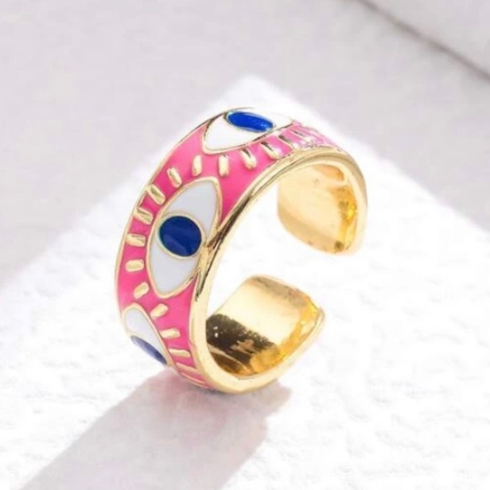 💖 Pink Eye Ring Adjustable for Sizes 7-9 NEW